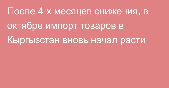 После 4-х месяцев снижения, в октябре импорт товаров в Кыргызстан вновь начал расти