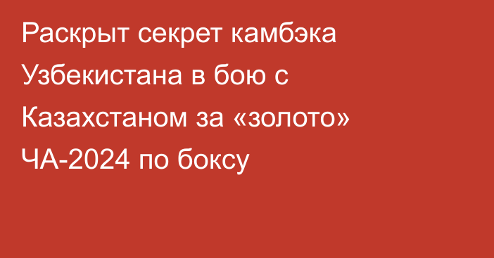 Раскрыт секрет камбэка Узбекистана в бою с Казахстаном за «золото» ЧА-2024 по боксу