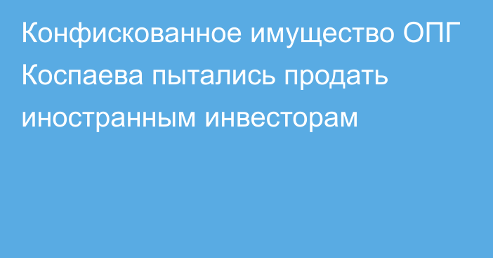 Конфискованное имущество ОПГ Коспаева пытались продать иностранным инвесторам