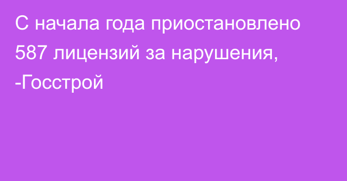 С начала года приостановлено 587 лицензий за нарушения, -Госстрой