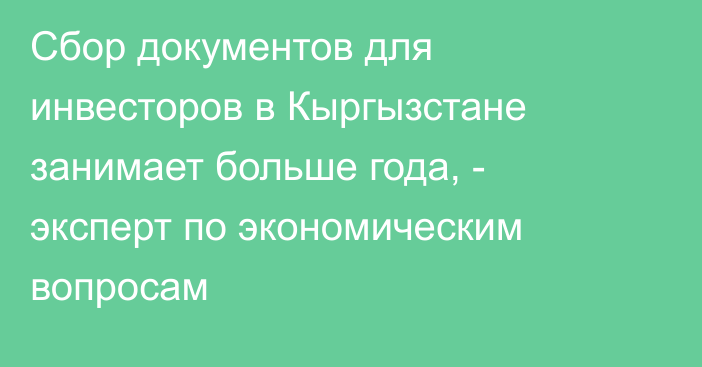 Сбор документов для инвесторов в Кыргызстане занимает больше года, - эксперт по экономическим вопросам