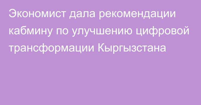 Экономист дала рекомендации кабмину по улучшению цифровой трансформации Кыргызстана