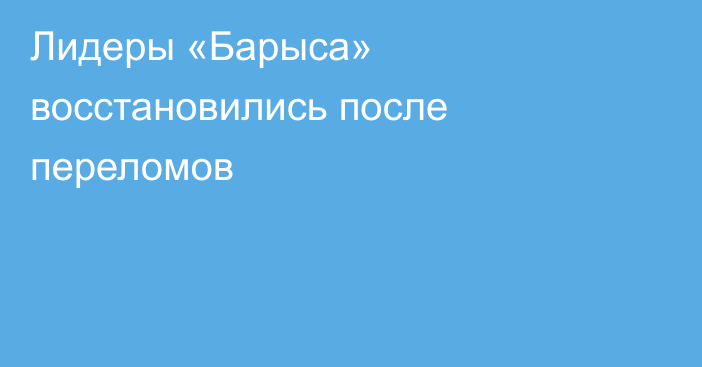 Лидеры «Барыса» восстановились после переломов