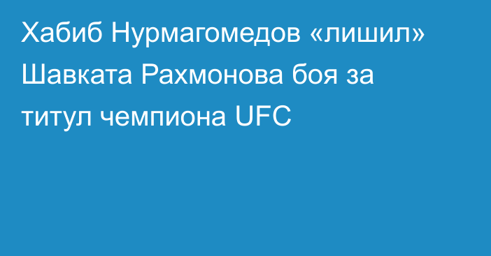 Хабиб Нурмагомедов «лишил» Шавката Рахмонова боя за титул чемпиона UFC