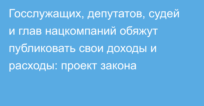 Госслужащих, депутатов, судей и глав нацкомпаний обяжут публиковать свои доходы и расходы: проект закона