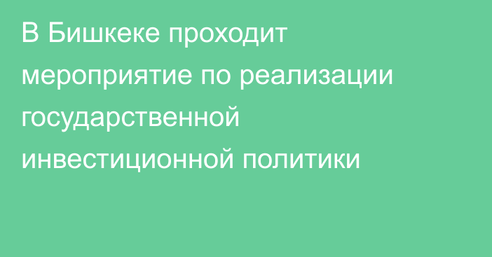 В Бишкеке проходит мероприятие по реализации государственной инвестиционной политики