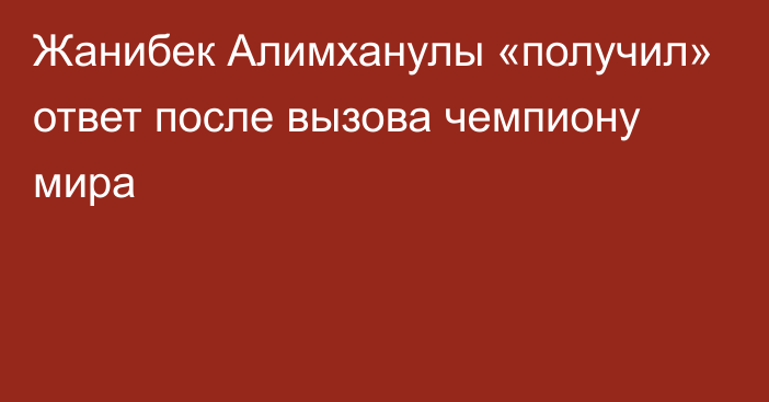 Жанибек Алимханулы «получил» ответ после вызова чемпиону мира