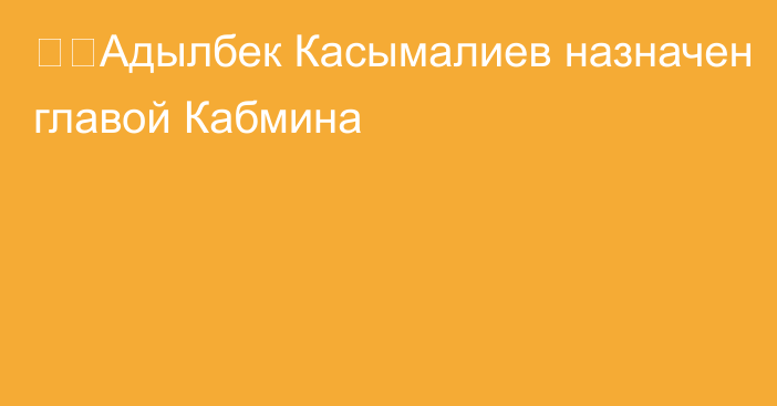 ⚡️Адылбек Касымалиев назначен главой Кабмина