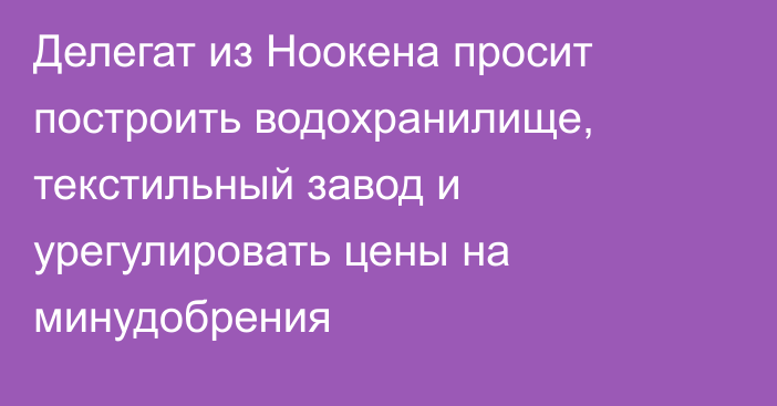 Делегат из Ноокена просит построить водохранилище, текстильный завод и урегулировать цены на минудобрения