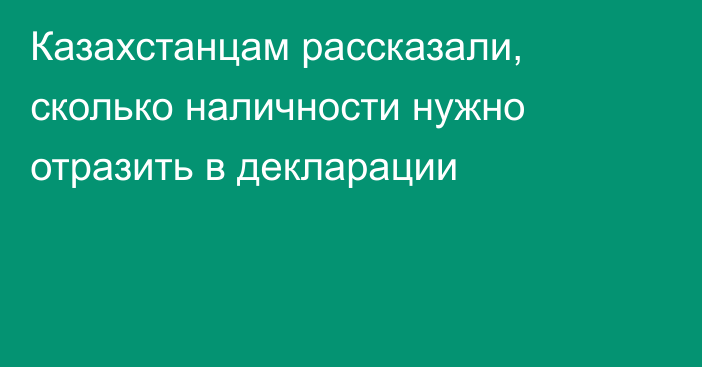 Казахстанцам рассказали, сколько наличности нужно отразить в декларации