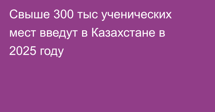 Свыше 300 тыс ученических мест введут в Казахстане в 2025 году