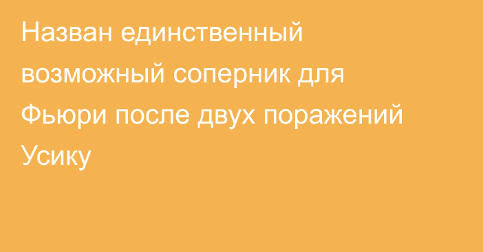 Назван единственный возможный соперник для Фьюри после двух поражений Усику