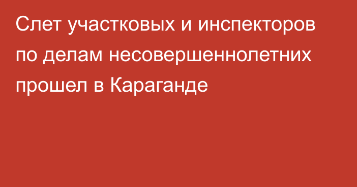 Слет участковых и инспекторов по делам несовершеннолетних прошел в Караганде