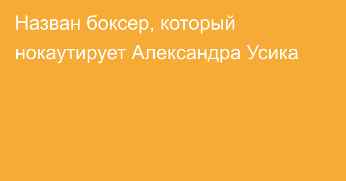 Назван боксер, который нокаутирует Александра Усика