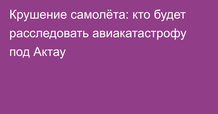 Крушение самолёта: кто будет расследовать авиакатастрофу под Актау