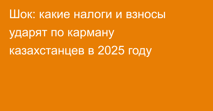 Шок: какие налоги и взносы ударят по карману казахстанцев в 2025 году