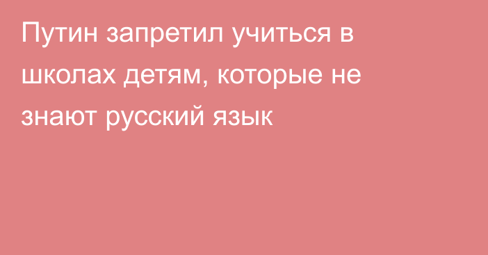 Путин запретил учиться в школах детям, которые не знают русский язык