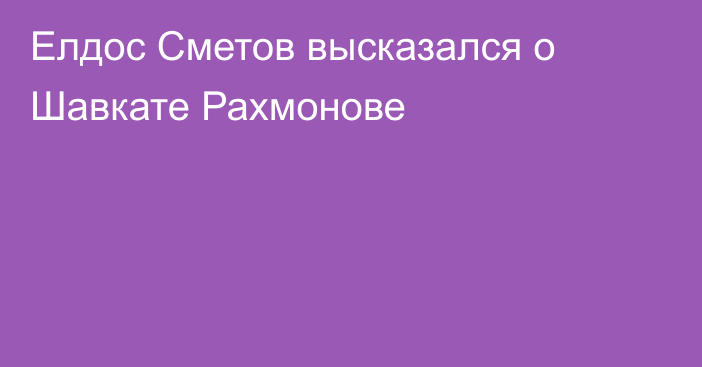 Елдос Сметов высказался о Шавкате Рахмонове