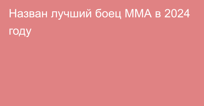 Назван лучший боец ММА в 2024 году