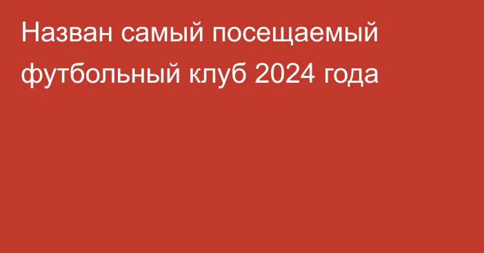 Назван самый посещаемый футбольный клуб 2024 года