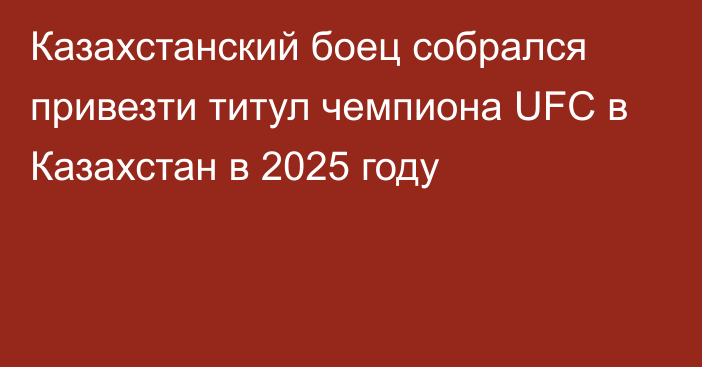 Казахстанский боец собрался привезти титул чемпиона UFC в Казахстан в 2025 году