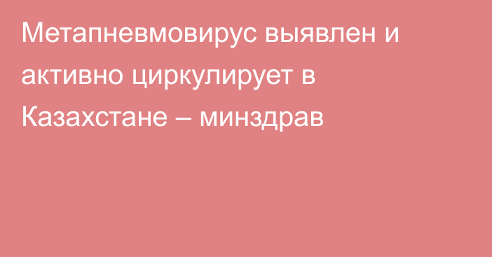 Метапневмовирус выявлен и активно циркулирует в Казахстане – минздрав