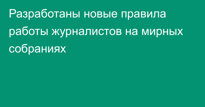 Разработаны новые правила работы журналистов на мирных собраниях