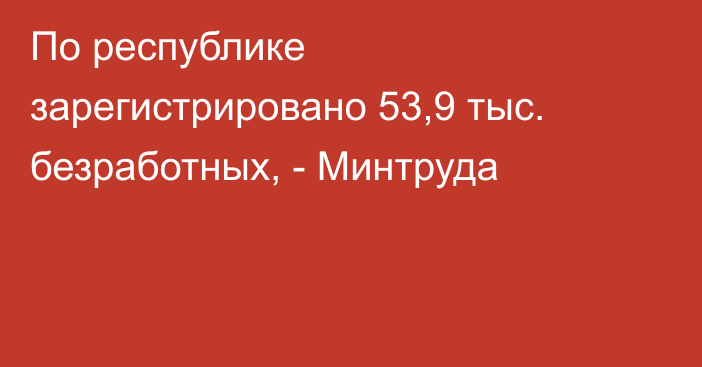 По республике зарегистрировано 53,9 тыс. безработных, - Минтруда