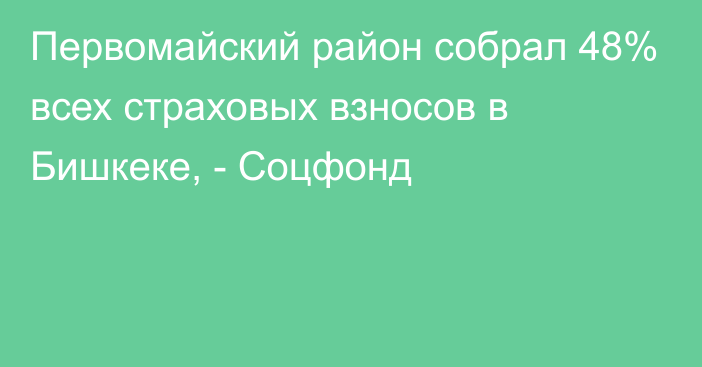 Первомайский район собрал 48% всех страховых взносов в Бишкеке, - Соцфонд