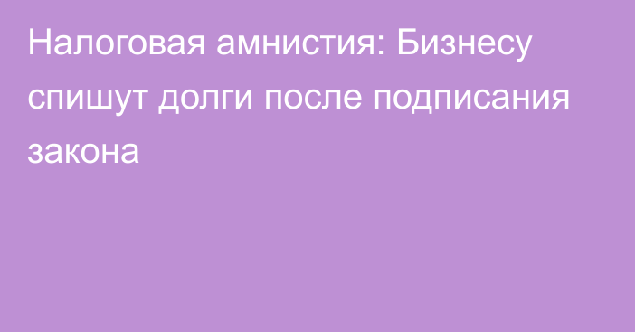 Налоговая амнистия: Бизнесу спишут долги после подписания закона