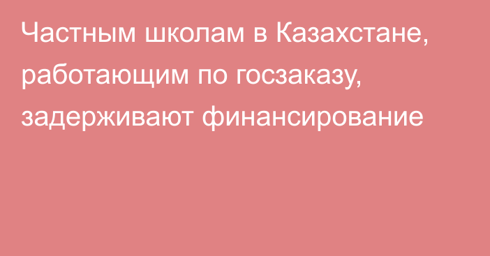 Частным школам в Казахстане, работающим по госзаказу, задерживают финансирование