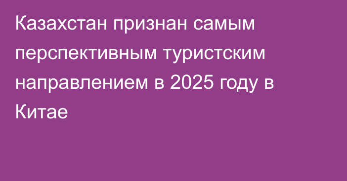 Казахстан признан самым перспективным туристским направлением в 2025 году в Китае