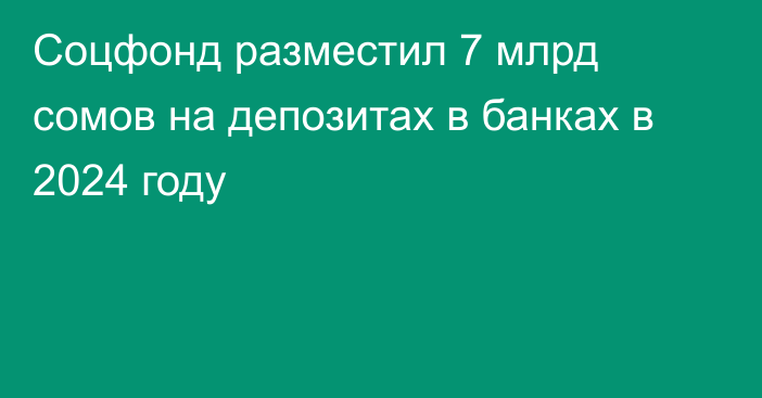 Соцфонд разместил 7 млрд сомов на депозитах в банках в 2024 году