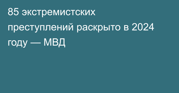 85 экстремистских преступлений раскрыто в 2024 году — МВД