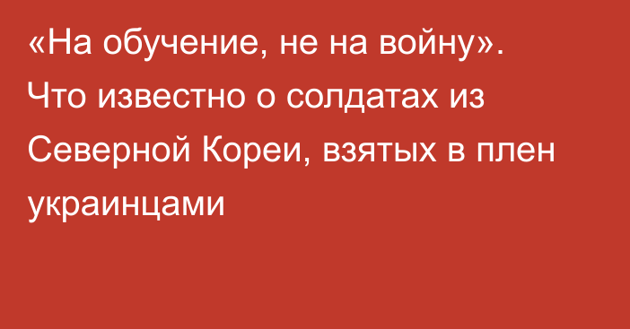 «На обучение, не на войну». Что известно о солдатах из Северной Кореи, взятых в плен украинцами