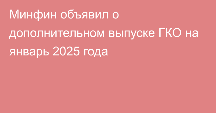 Минфин объявил о дополнительном выпуске ГКО на январь 2025 года