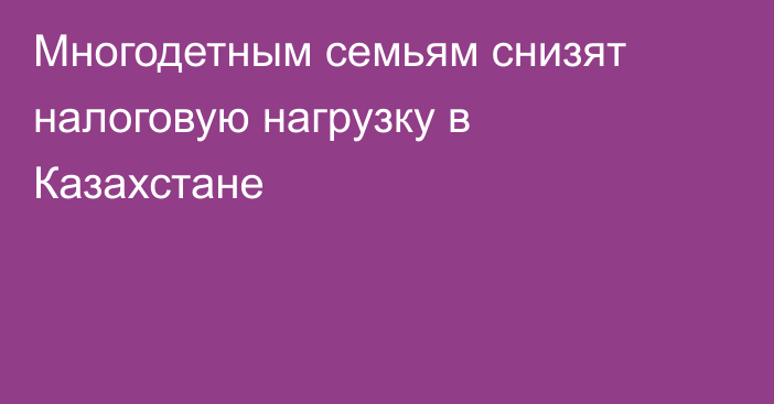 Многодетным семьям снизят налоговую нагрузку в Казахстане