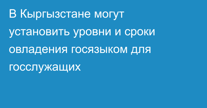 В Кыргызстане могут установить уровни и сроки овладения госязыком для госслужащих