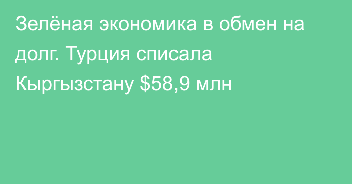 Зелёная экономика в обмен на долг. Турция списала Кыргызстану $58,9 млн