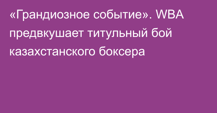 «Грандиозное событие». WBA предвкушает титульный бой казахстанского боксера