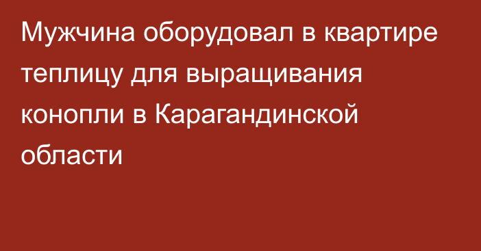 Мужчина оборудовал в квартире теплицу для выращивания конопли в Карагандинской области