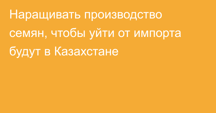 Наращивать производство семян, чтобы уйти от импорта будут в Казахстане