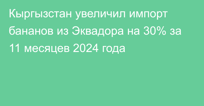 Кыргызстан увеличил импорт бананов из Эквадора на 30% за 11 месяцев 2024 года