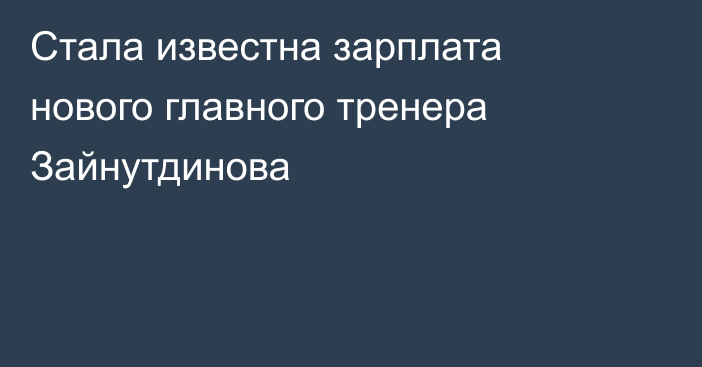 Стала известна зарплата нового главного тренера Зайнутдинова