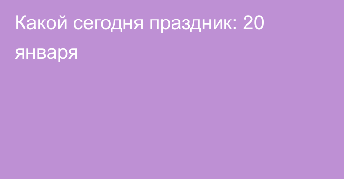 Какой сегодня праздник: 20 января