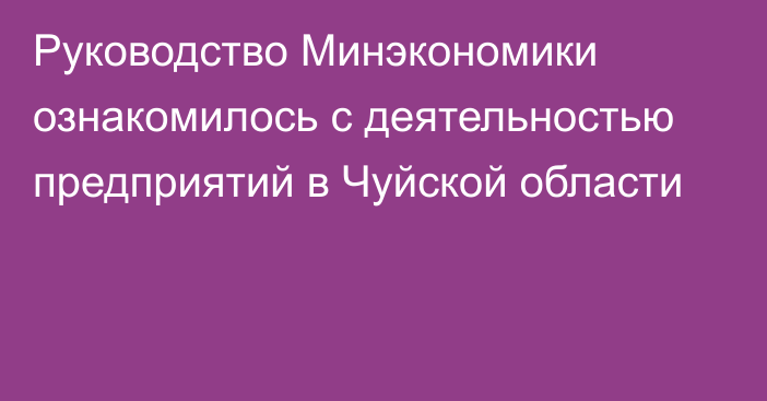 Руководство Минэкономики ознакомилось с деятельностью предприятий в Чуйской области