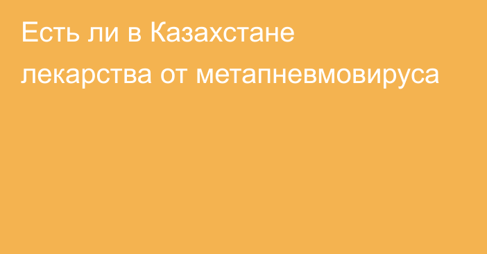 Есть ли в Казахстане лекарства от метапневмовируса