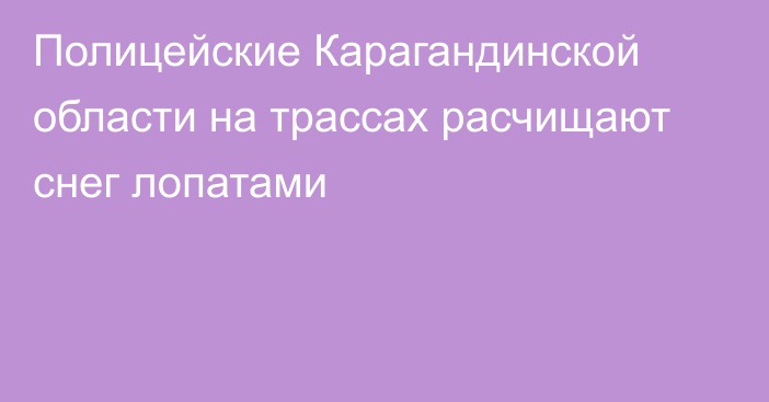 Полицейские Карагандинской области на трассах расчищают снег лопатами