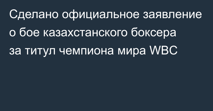 Сделано официальное заявление о бое казахстанского боксера за титул чемпиона мира WBC