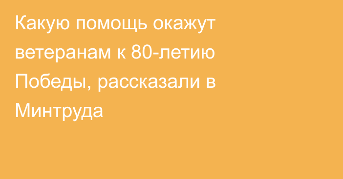 Какую помощь окажут ветеранам к 80-летию Победы, рассказали в Минтруда